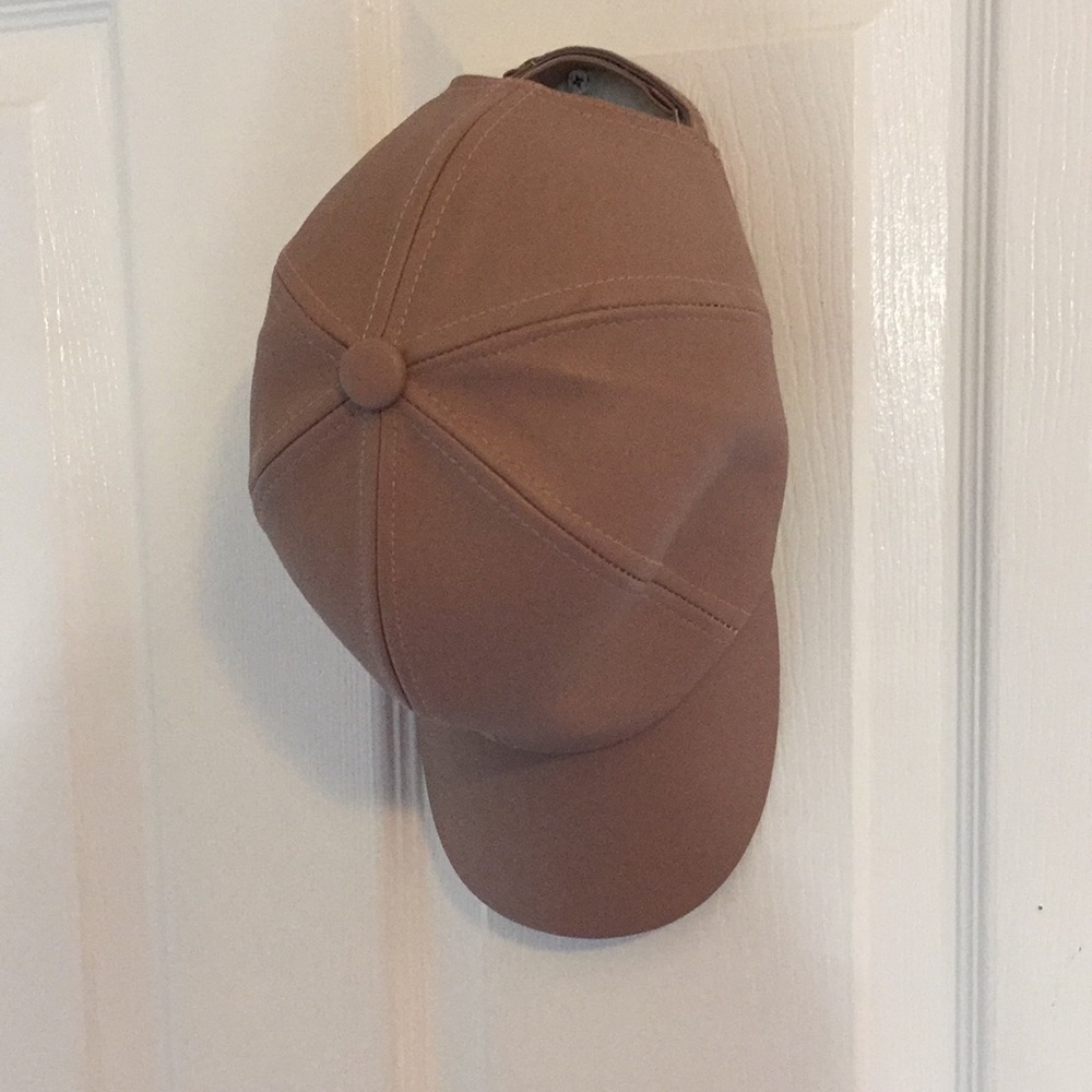 pink faux leather hat